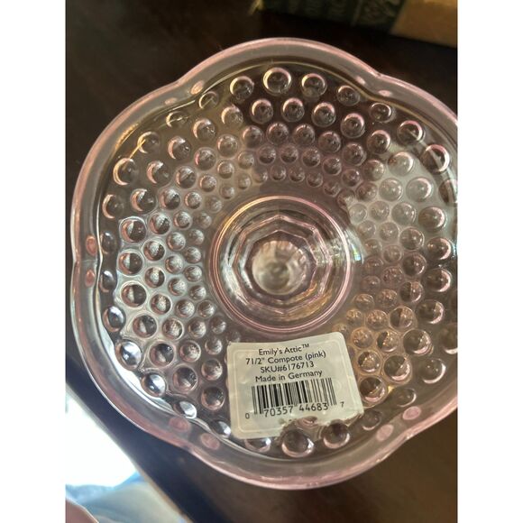 Vintage Gorham “Emily’s Attic” Pink Glass Round Compote • Hobnail Crystal - Picture 2 of 4